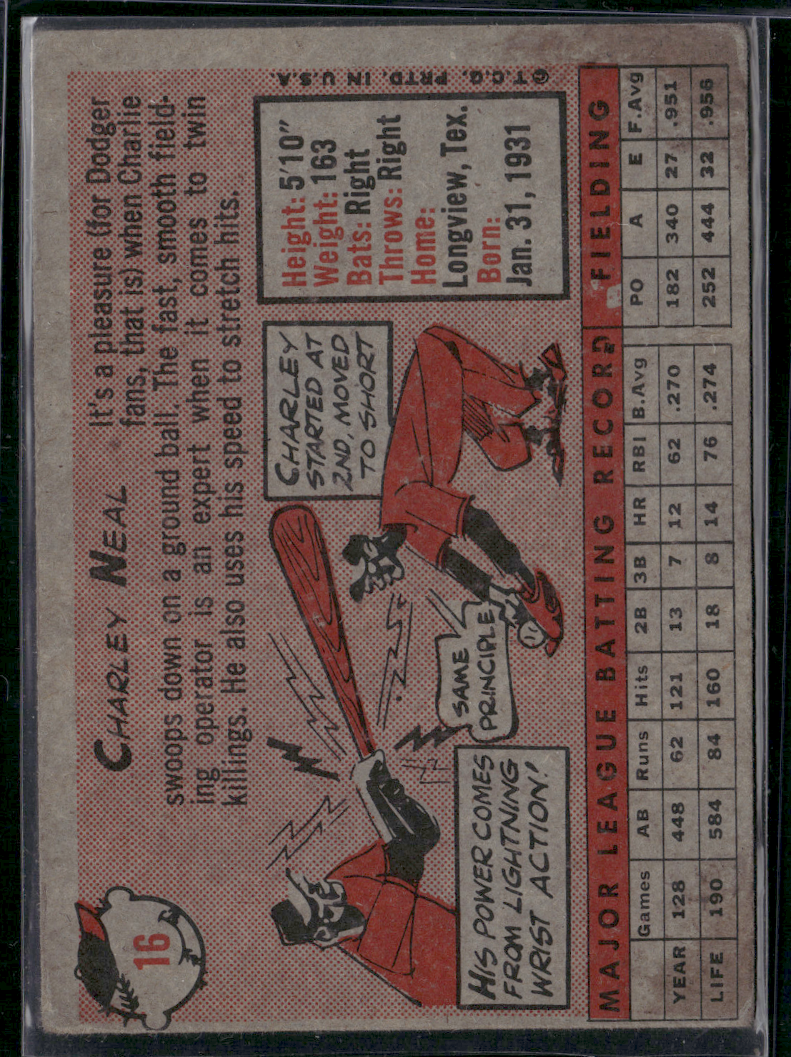 1958 Topps CHARLEY NEAL #16