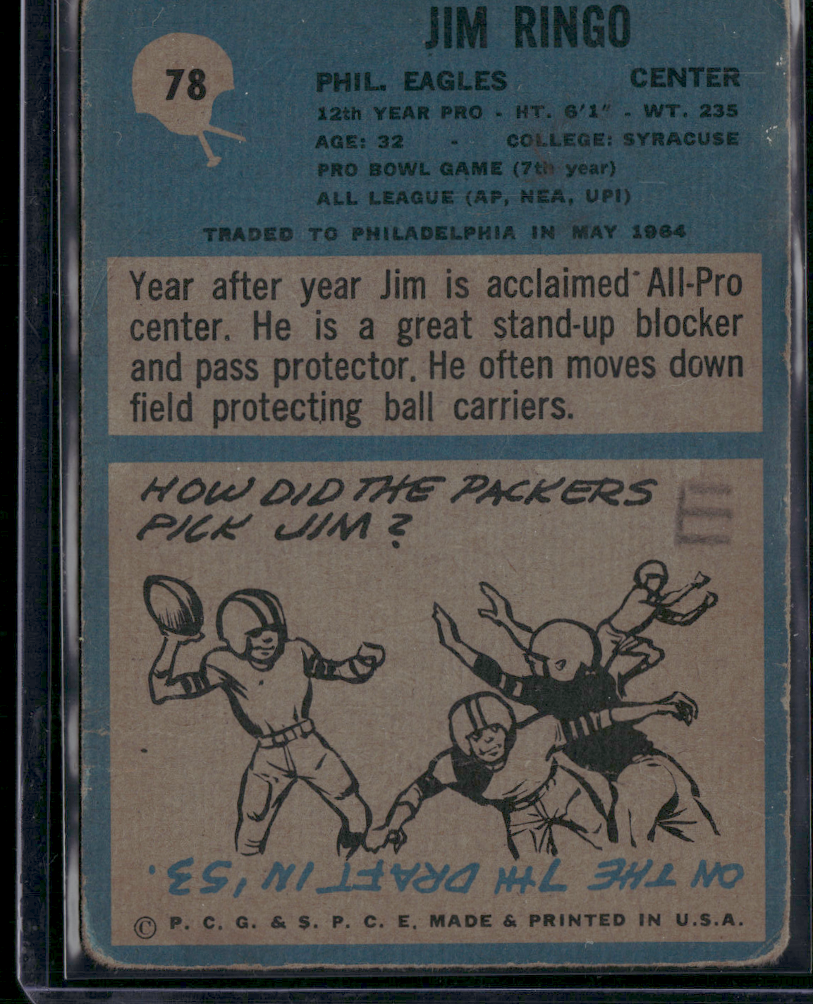 1964 Philadelphia JIM RINGO #78 Wrinkles Crease (Good)