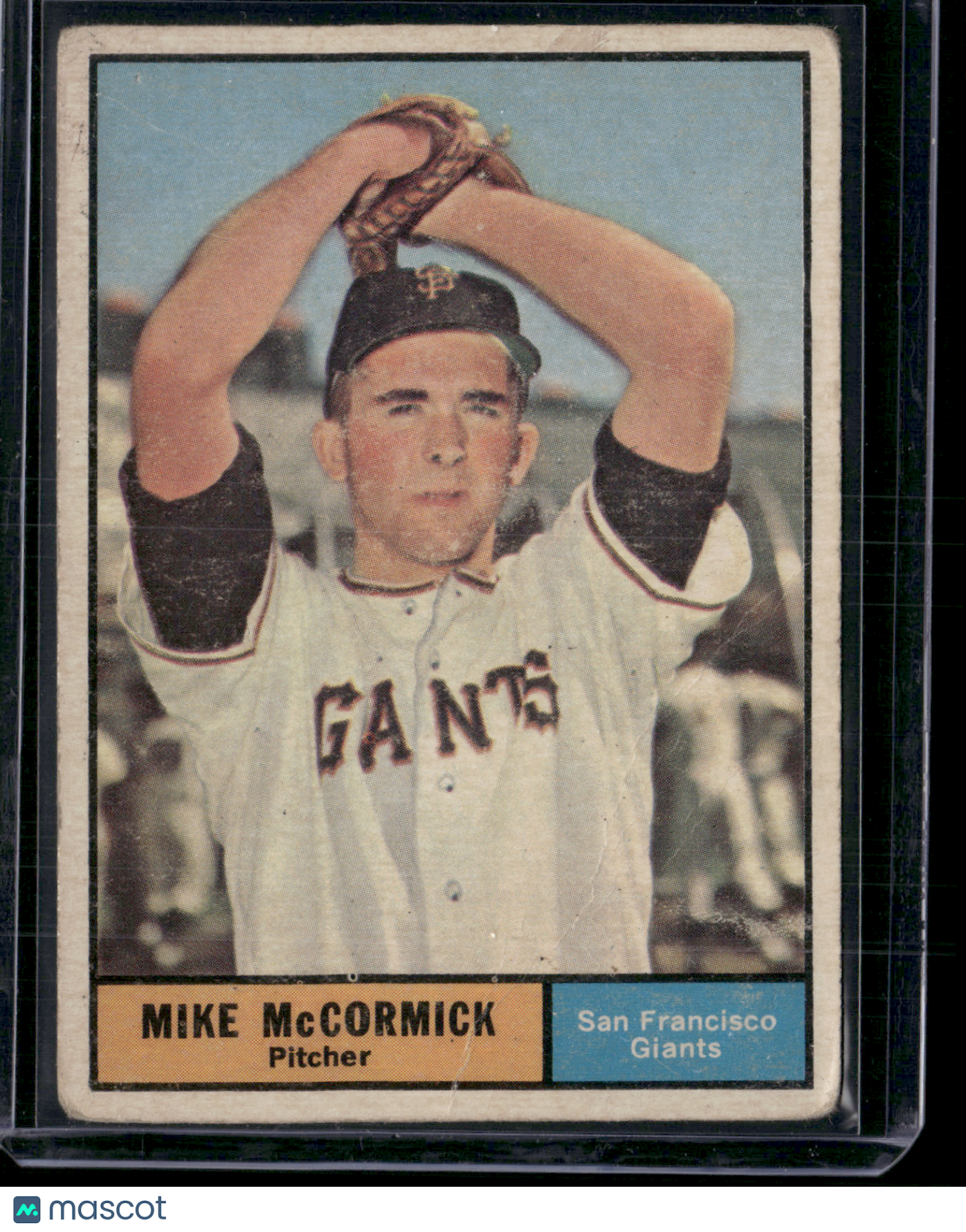 1961 Topps MIKE MCCORMICK #305 Toning Wrinkles (Good-VG)