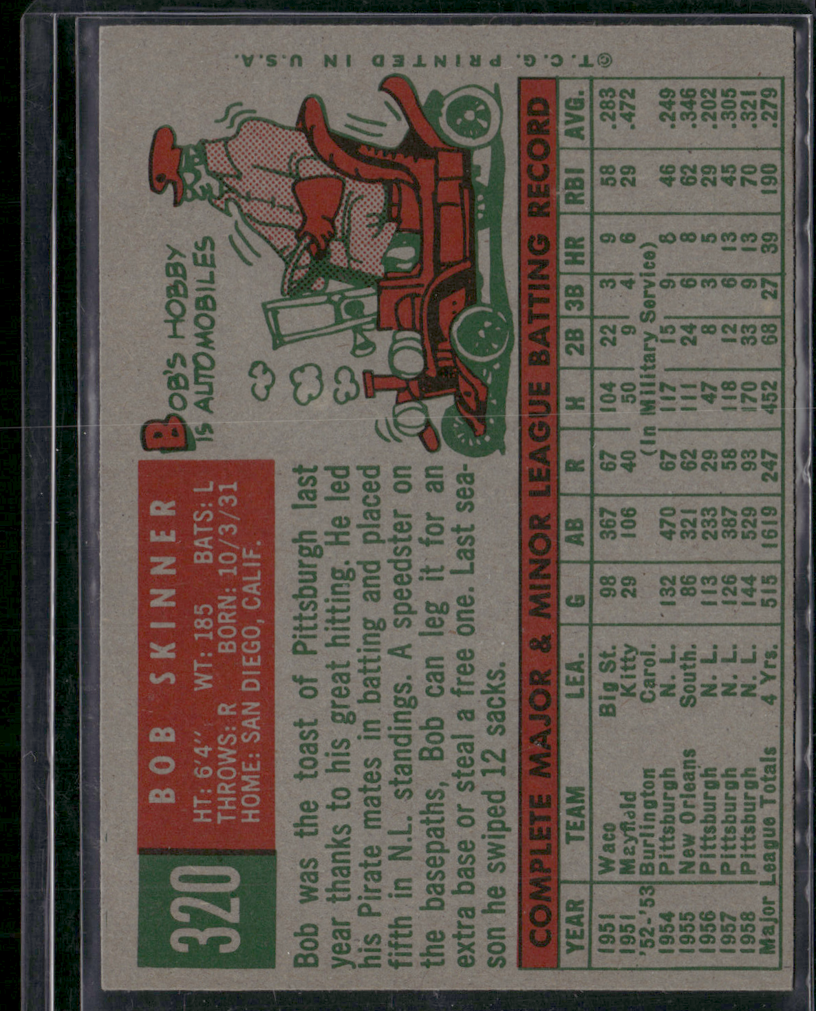 1959 Base BOB SKINNER #320