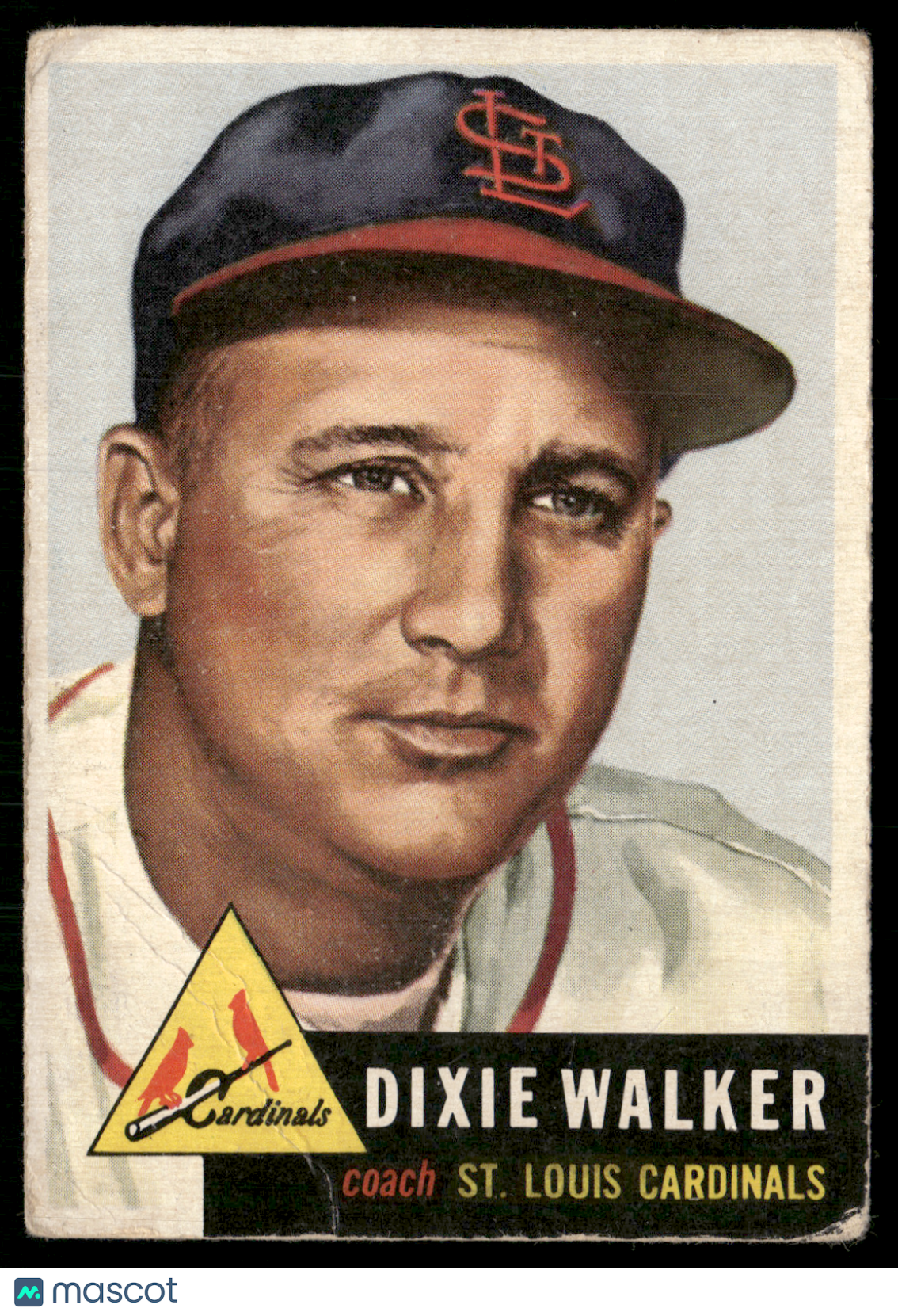 1953 Topps DIXIE WALKER #190 Glue Spot on Back Crease (Fair-Good)