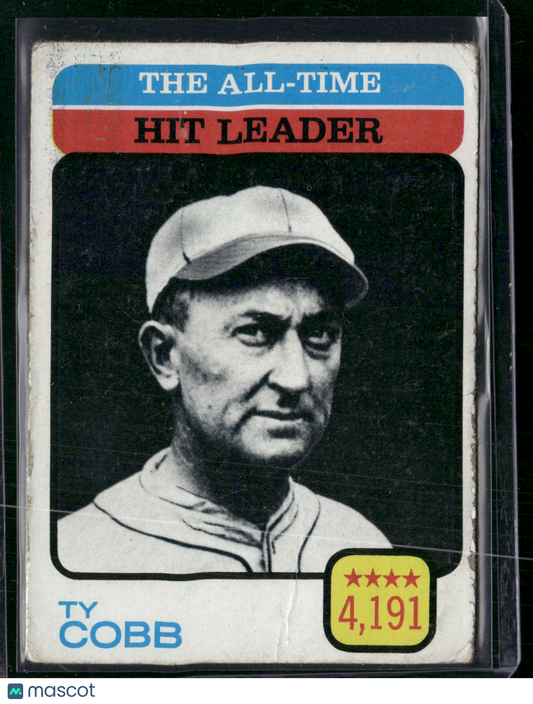 1973 Topps TY COBB #471 All Time Hit Leader Edge Chipping Wrinkle (VG)