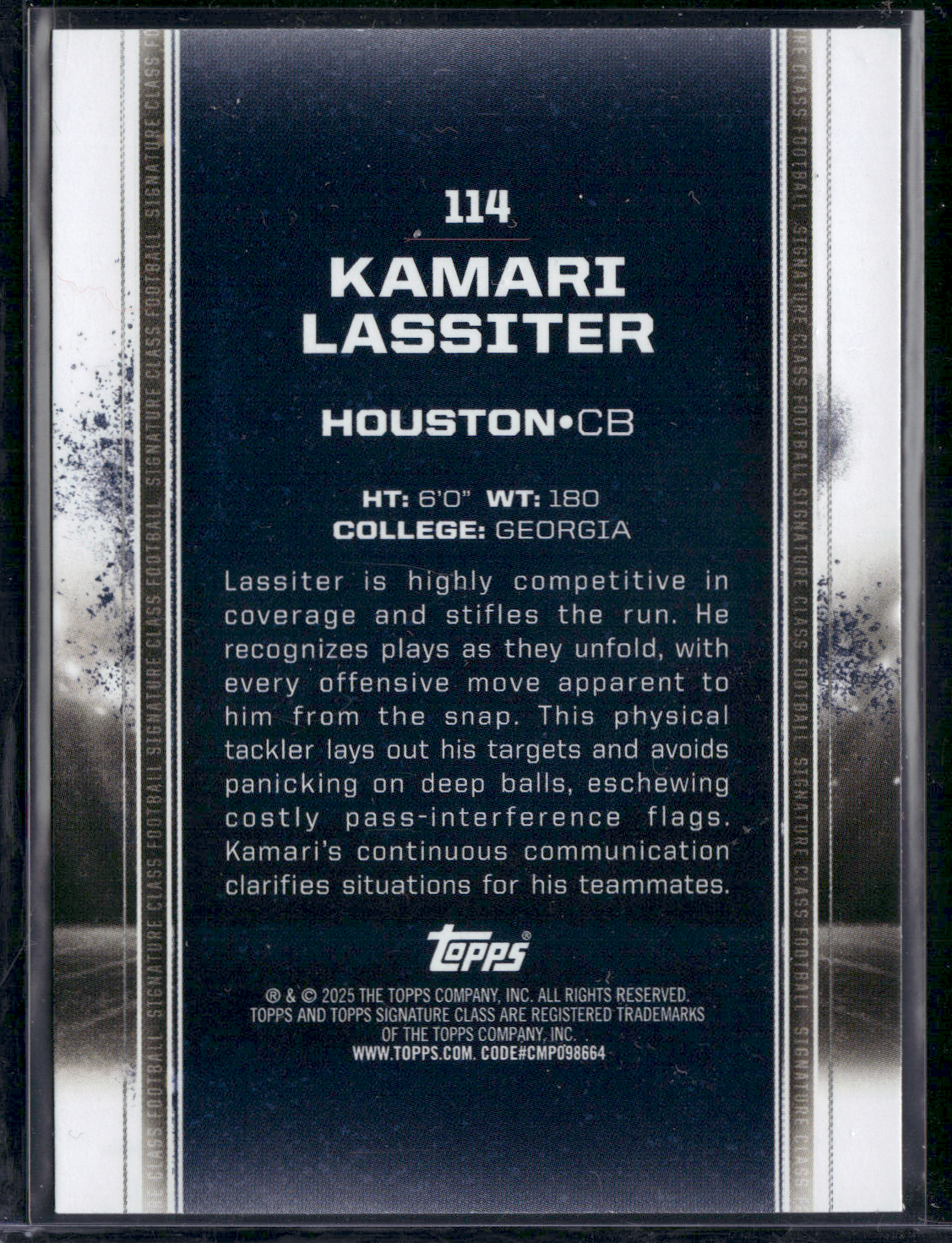 2024 Topps Signature Class KAMARI LASSITER #114 BRONZE Rookie Card RC