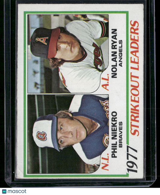1978 Topps PHIL NIEKRO/NOLAN RYAN #206 1977 Strikeout Leaders (VG)