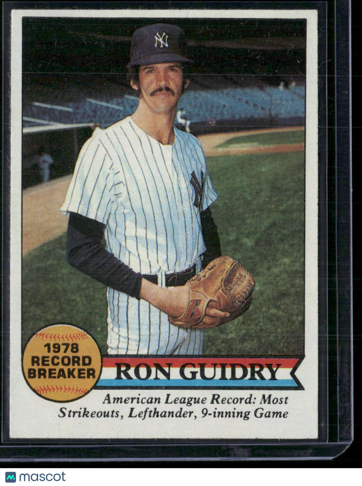 1979 Topps RON GUIDRY #202 1978 Record Breaker Grain Raise (EX)