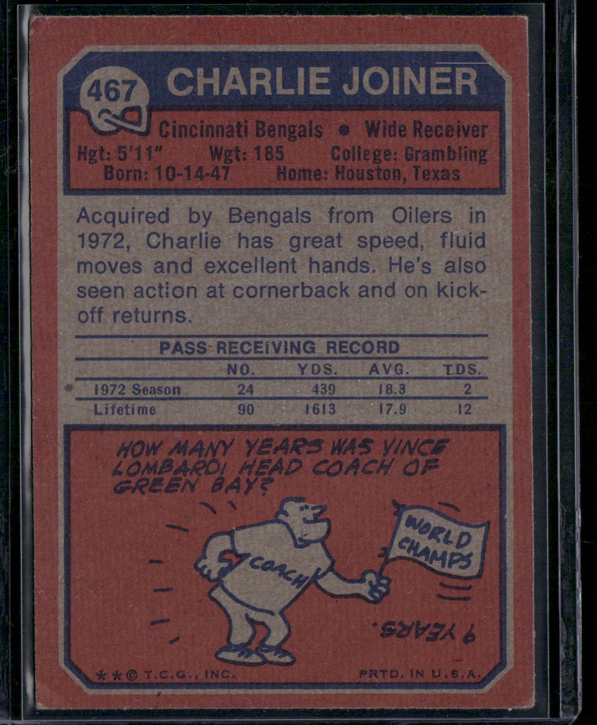 1973 Topps CHARLIE JOINER #467