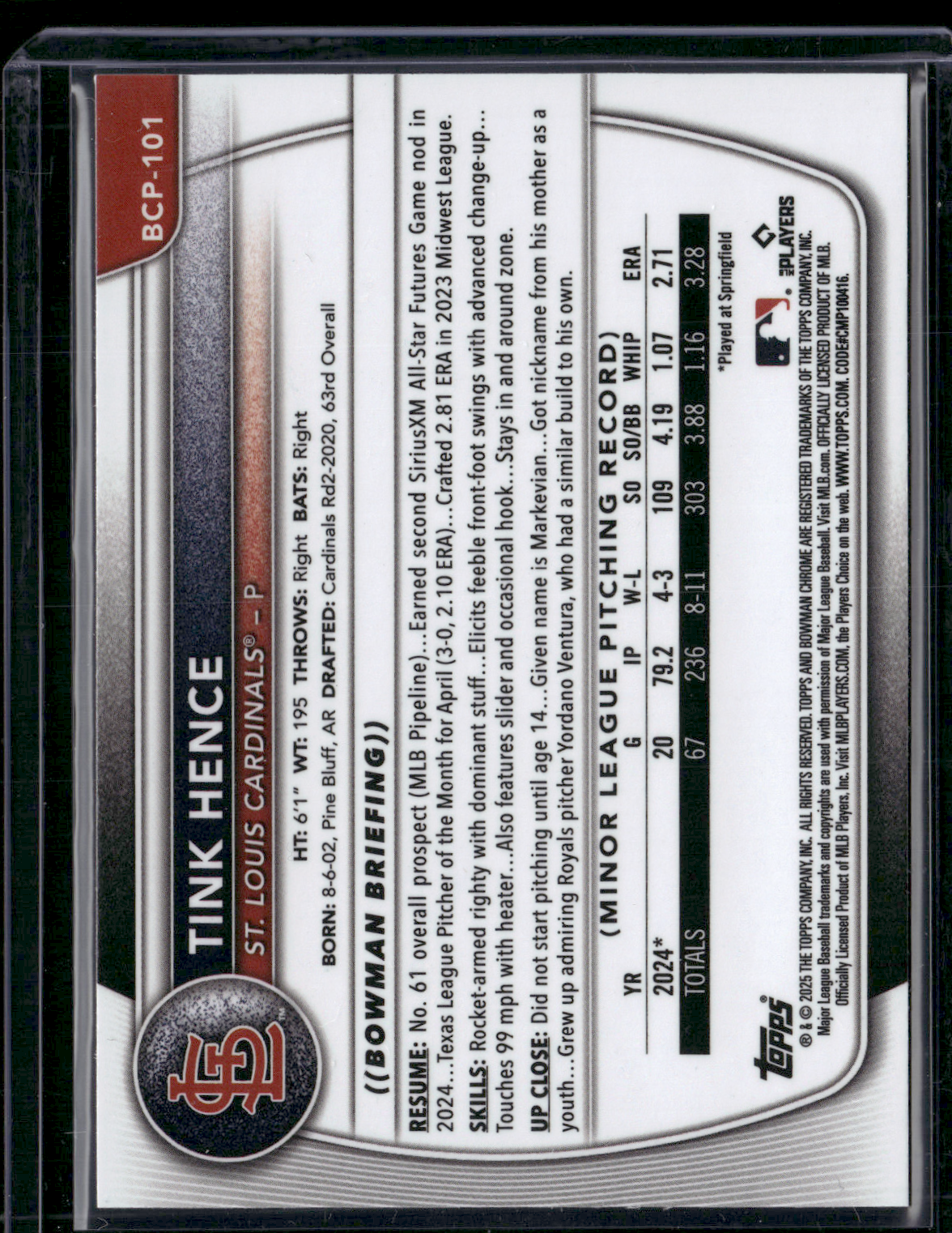 2025 Bowman TINK HENCE #BCP-101 Chrome