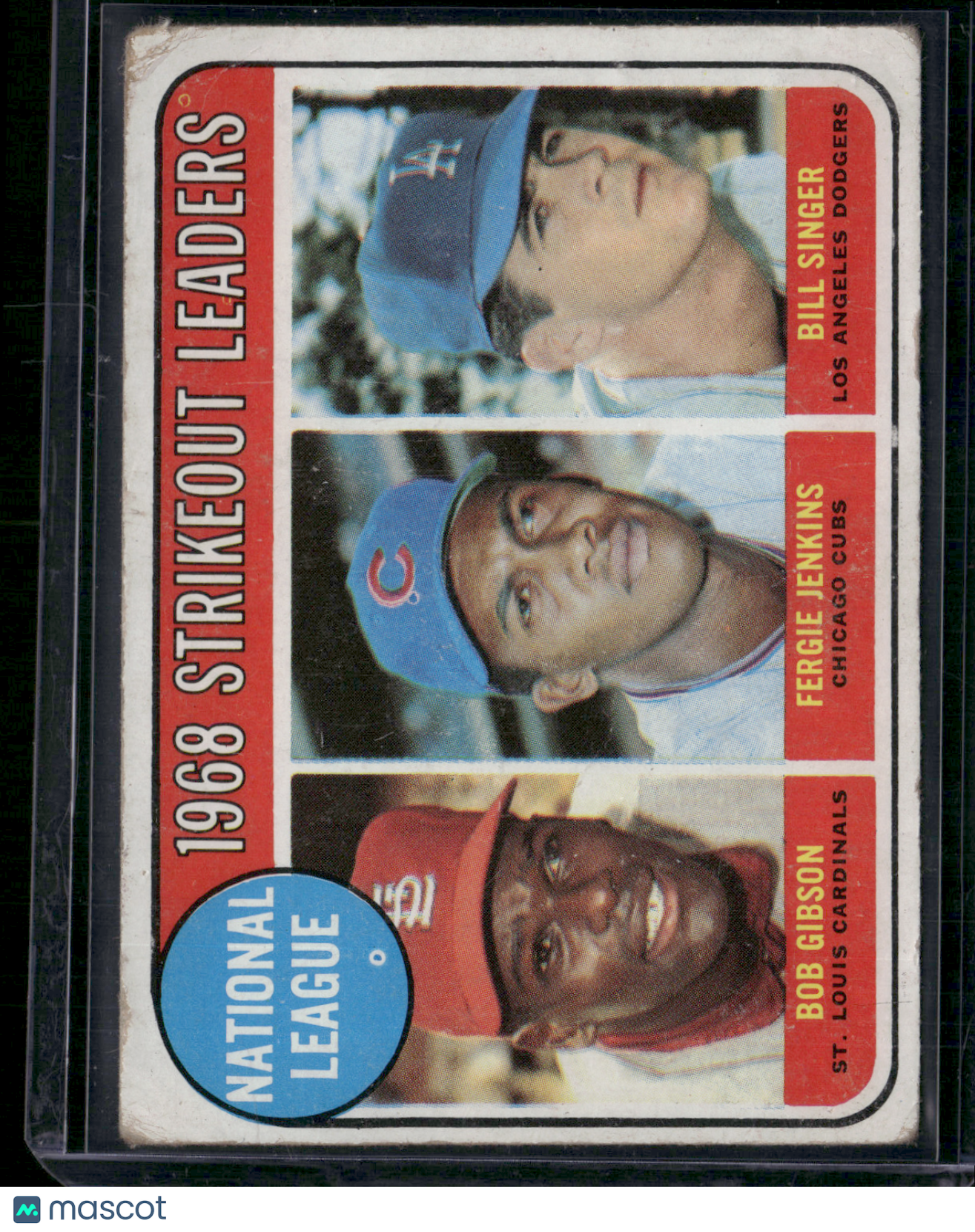 1969 Topps BOB GIBSON/FERGIE JENKINS/SINGER #12 1968 NL Strikeout Leaders (Good)