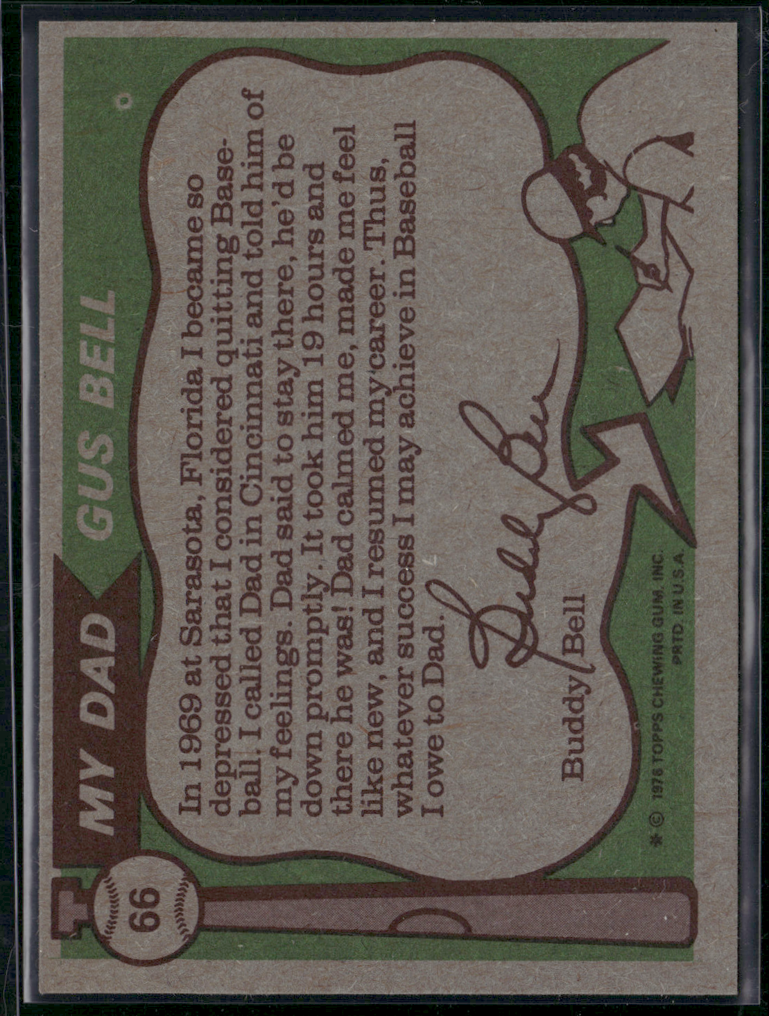 1976 Topps GUS BELL/BUDDY BELL #66 Father & Son - Big Leaguers (EX/MT)