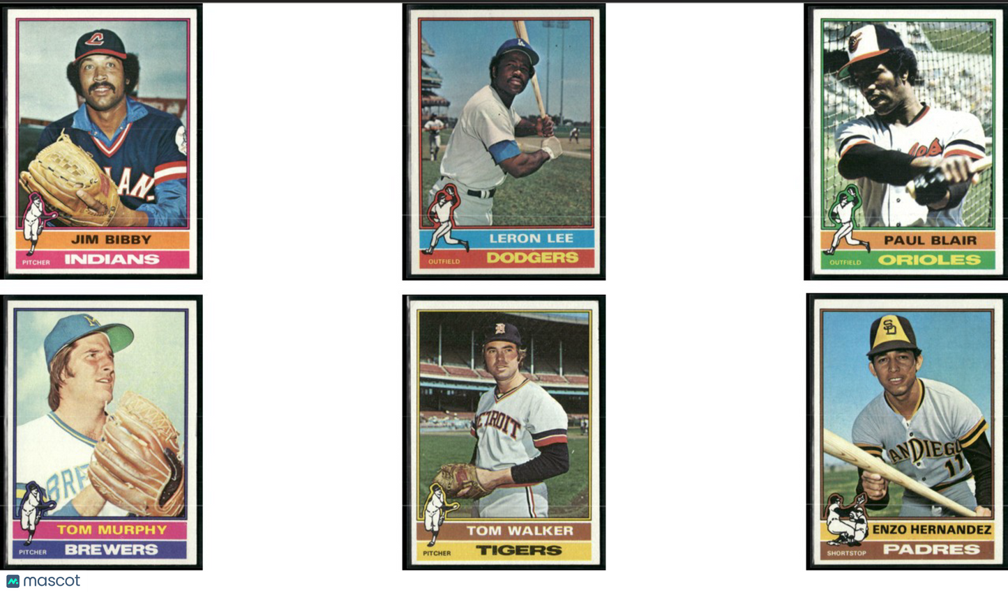 1976 Topps 6 ~ CARDLOT Jim Bibby/Enzo Hernandez (VG/EX-EX)