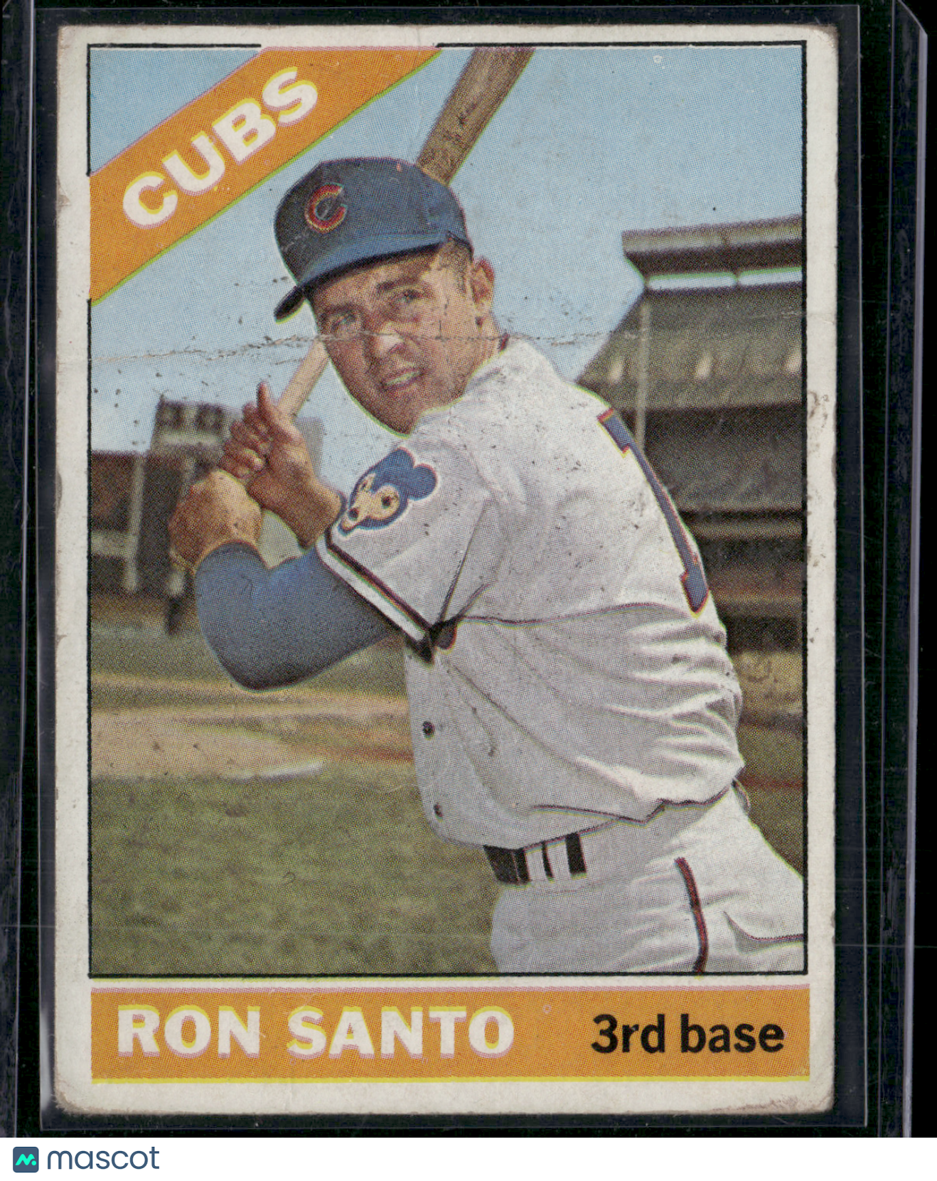 1966 Topps RON SANTO #290 Wax Stains Crease (Good)