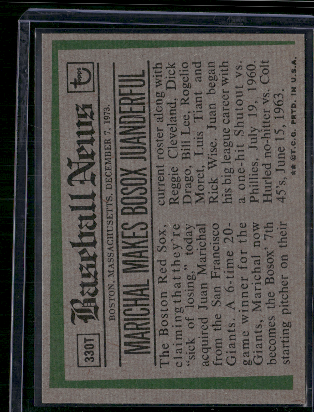1974 Traded JUAN MARICHAL #330T (EX-EX/MT)