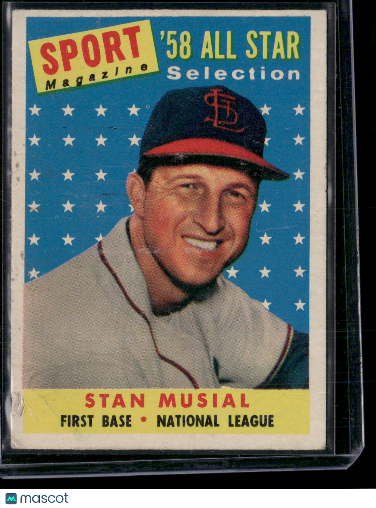 1958 Topps STAN MUSIAL #476 All Star Dents Corner Crease (Good-VG)