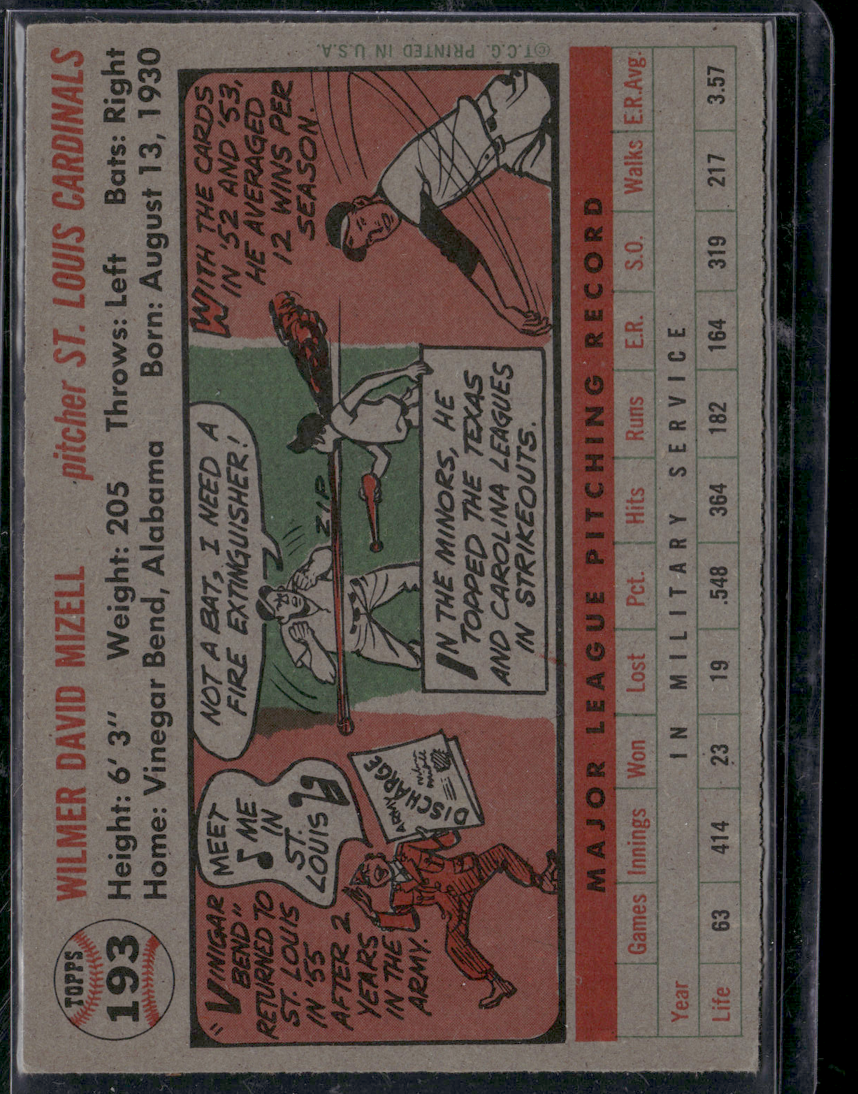 1956 Topps WILMER MIZELL #193