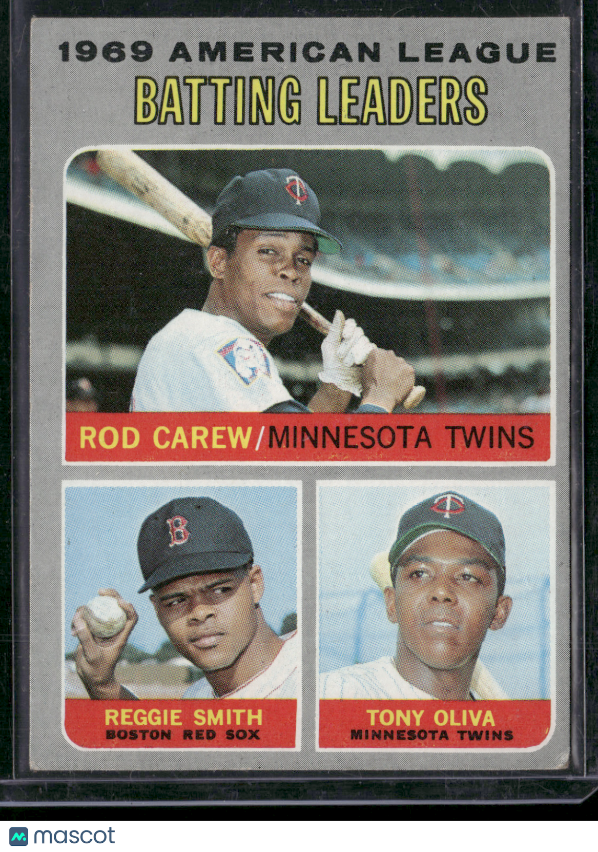 1970 Topps ROD CAREW/REGGIE SMITH/TONY OLIVA #62 1969 AL Batting Leaders (VG)