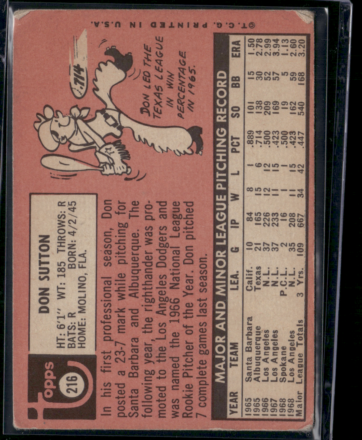 1969 Topps DON SUTTON #216