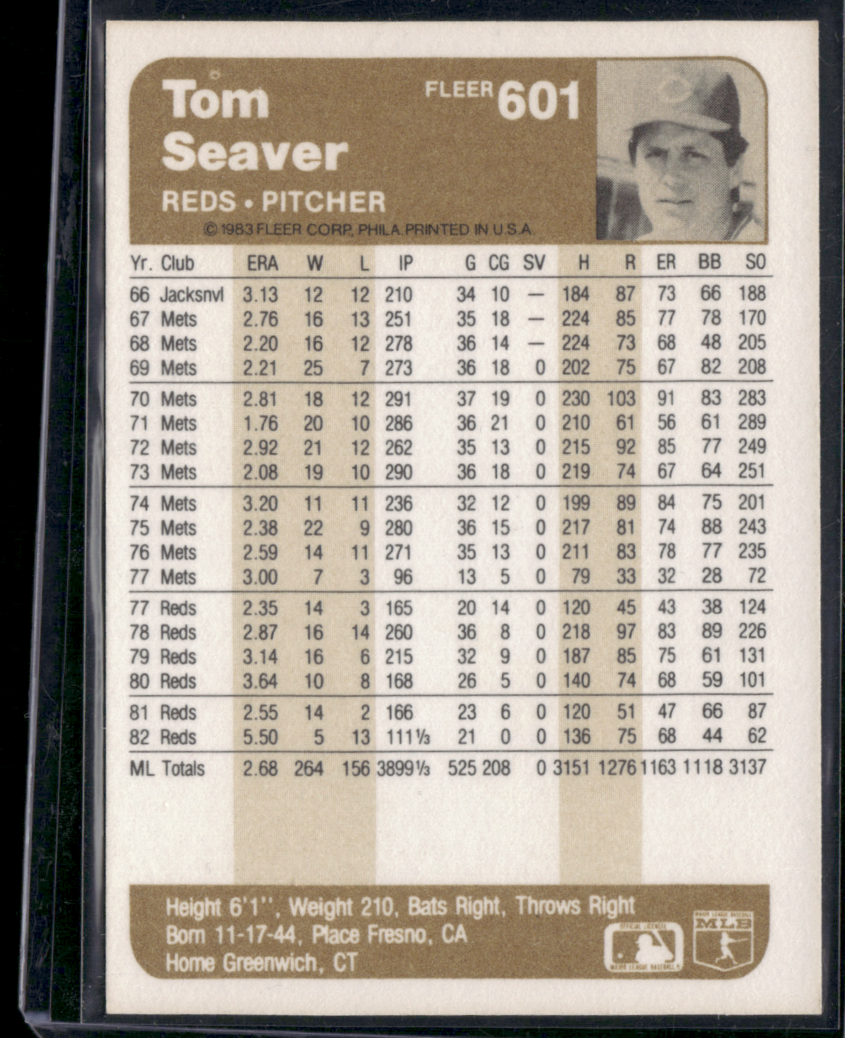 1983 Fleer TOM SEAVER #601 (NM)