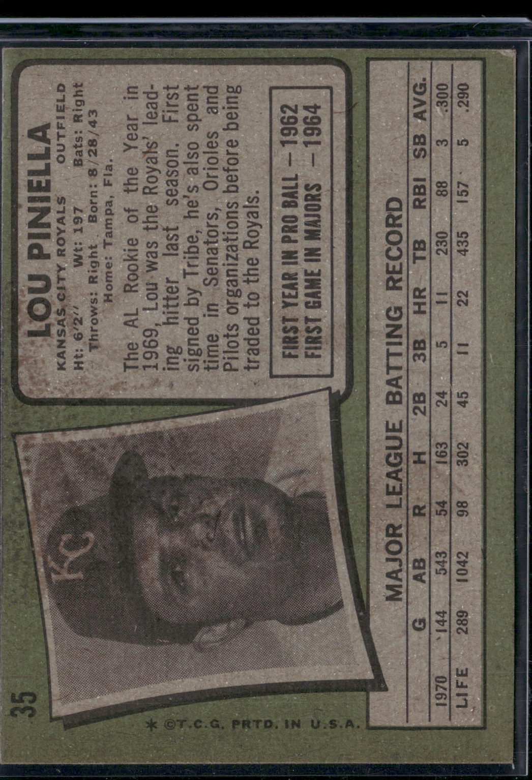 1971 Topps LOU PINIELLA #35