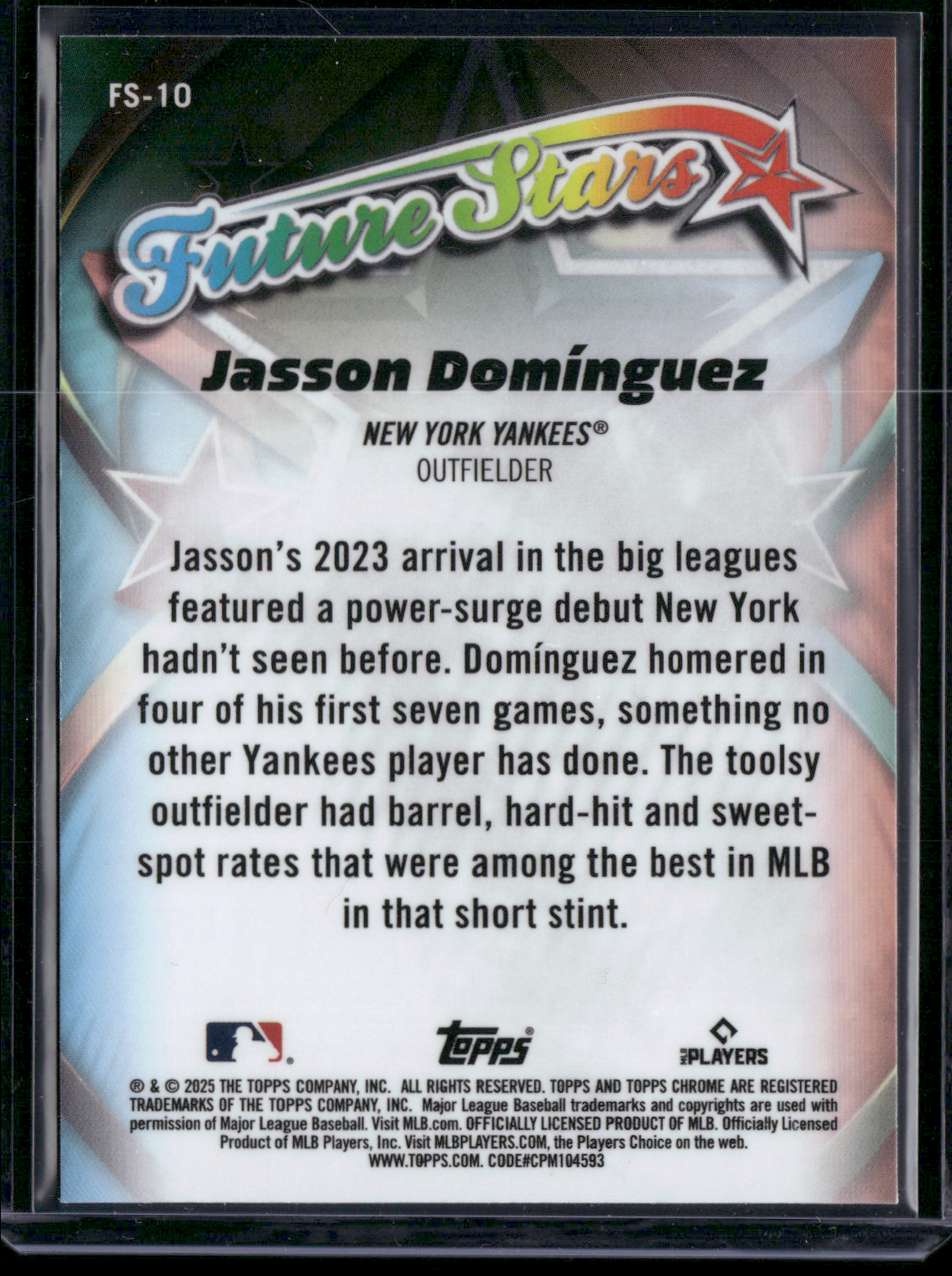 2025 Topps Chrome JASSON DOMINGUEZ #FS-10 Future Stars