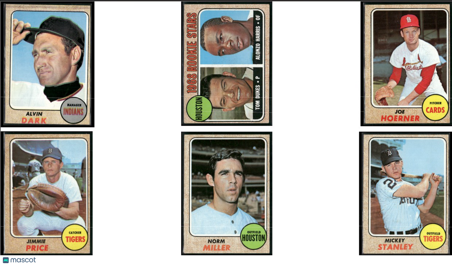 1968 Topps 6 ~ CARDLOT Alvin Dark/Mickey Stanley (VG-VG/EX)