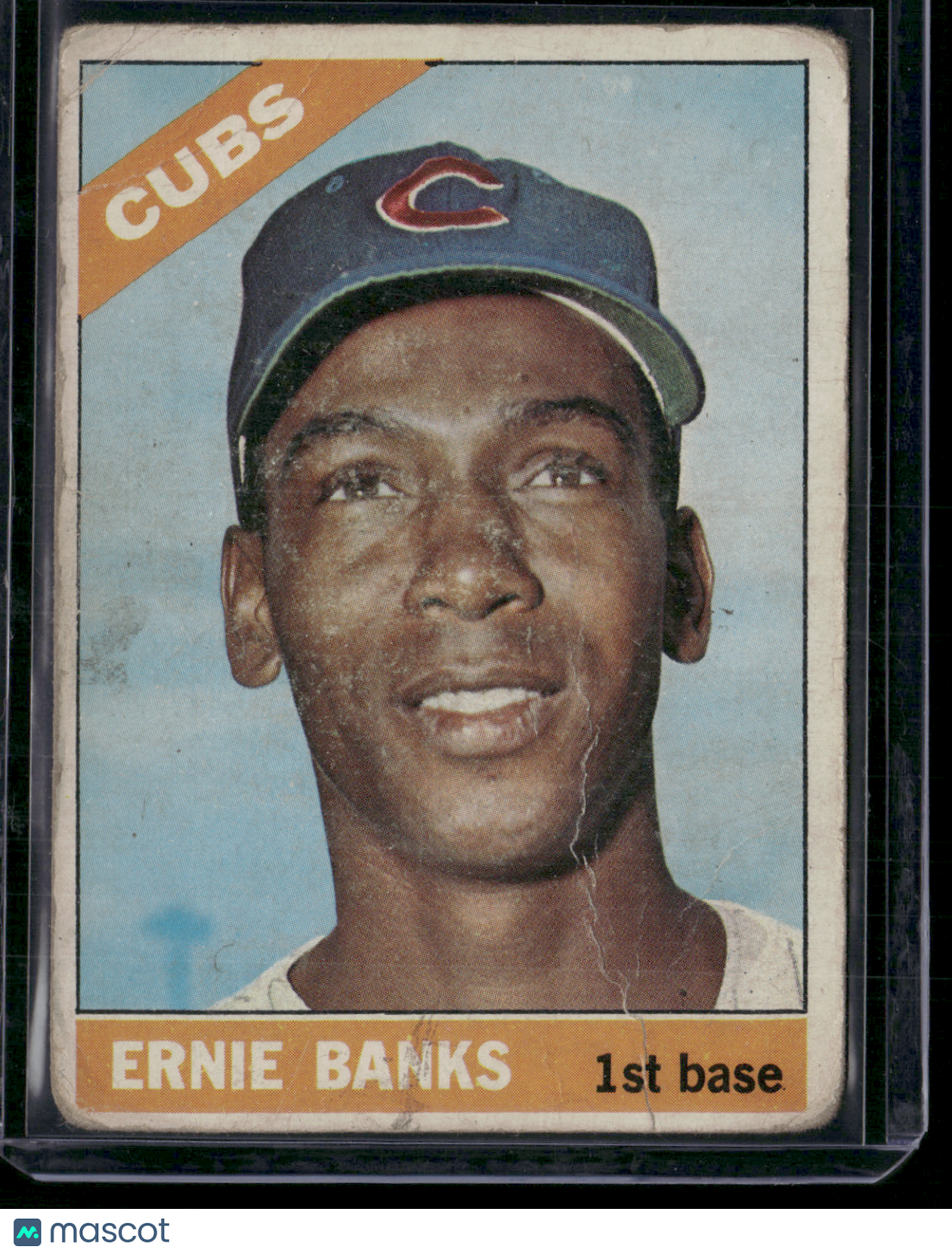 1966 Topps ERNIE BANKS #110 Wax Stain Toning Wrinkles (Good)