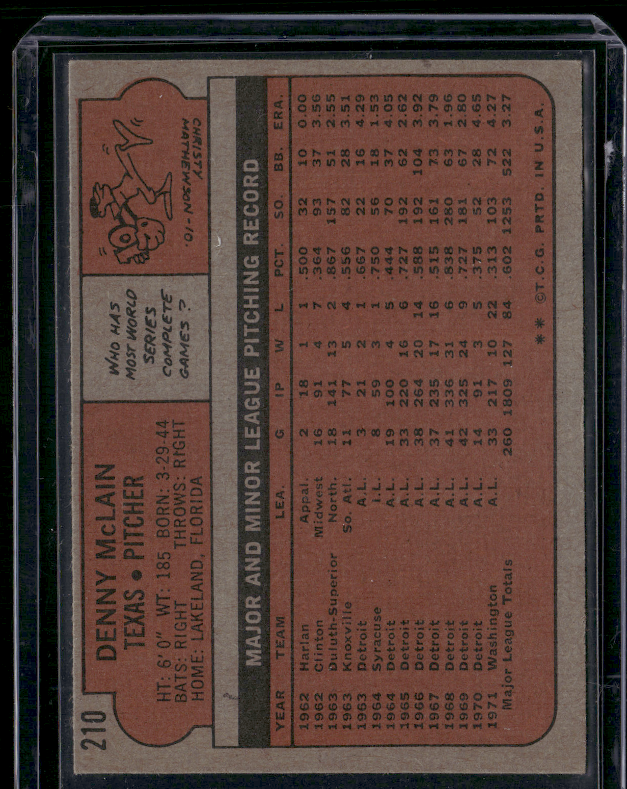 1972 Topps DENNY MCLAIN #210