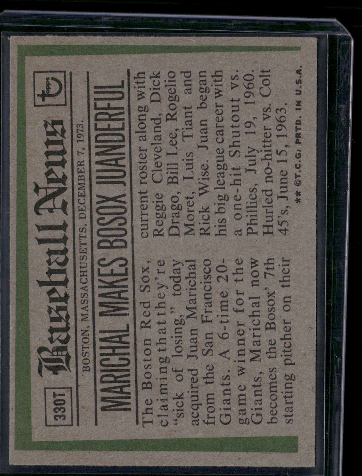 1974 Topps JUAN MARICHAL #330T Traded (EX)