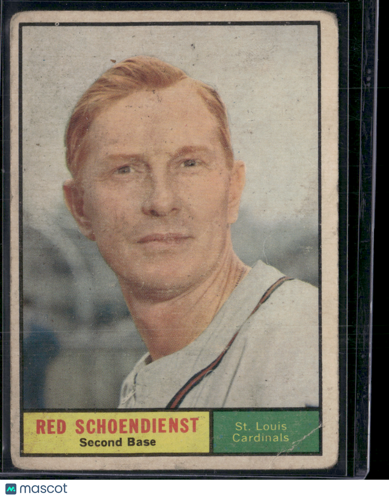 1961 Topps RED SCHOENDIENST #505 Toning Light Wrinkle Corner Crease (VG)