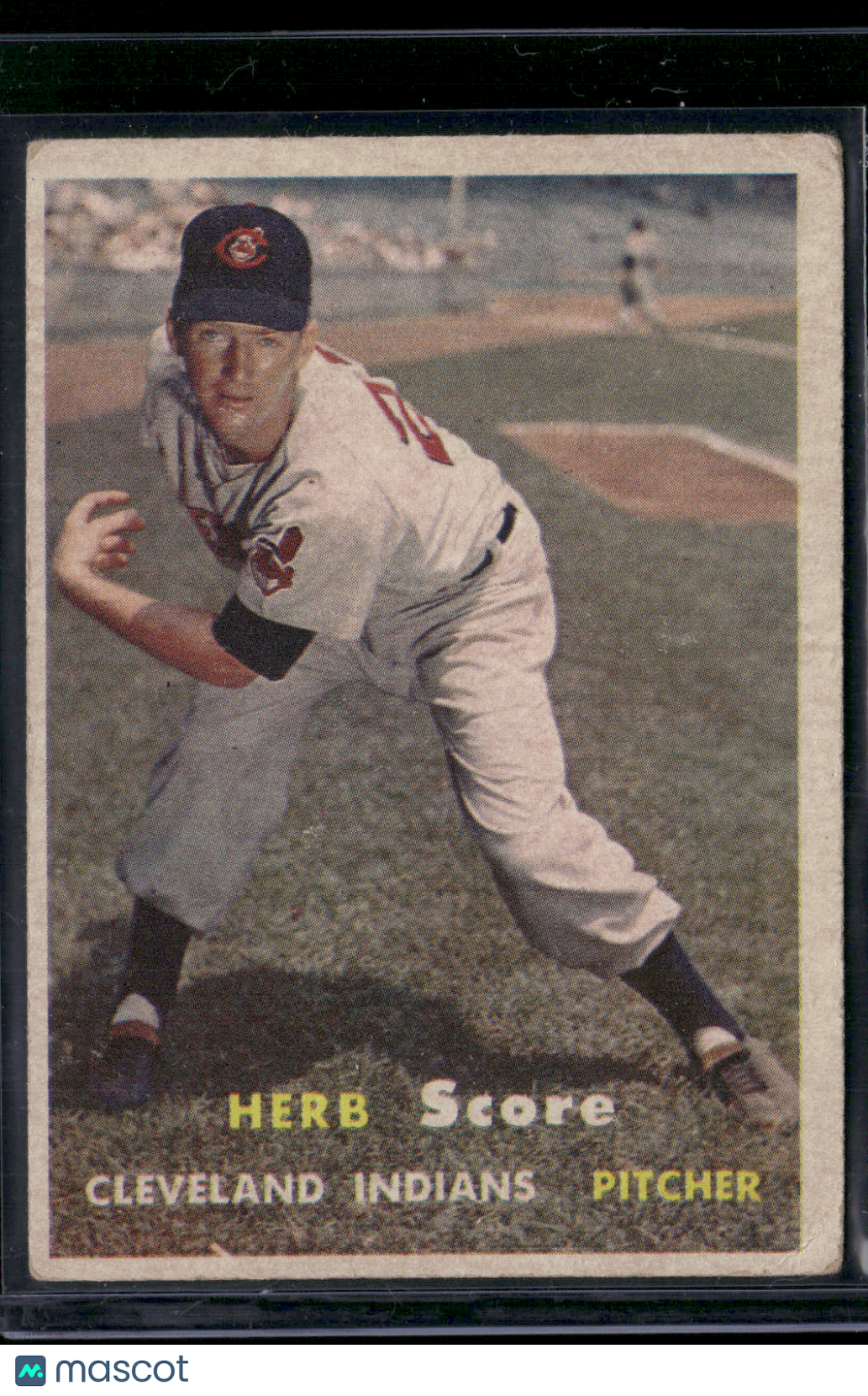 1957 Topps HERB SCORE #50 Stain on back (Good)