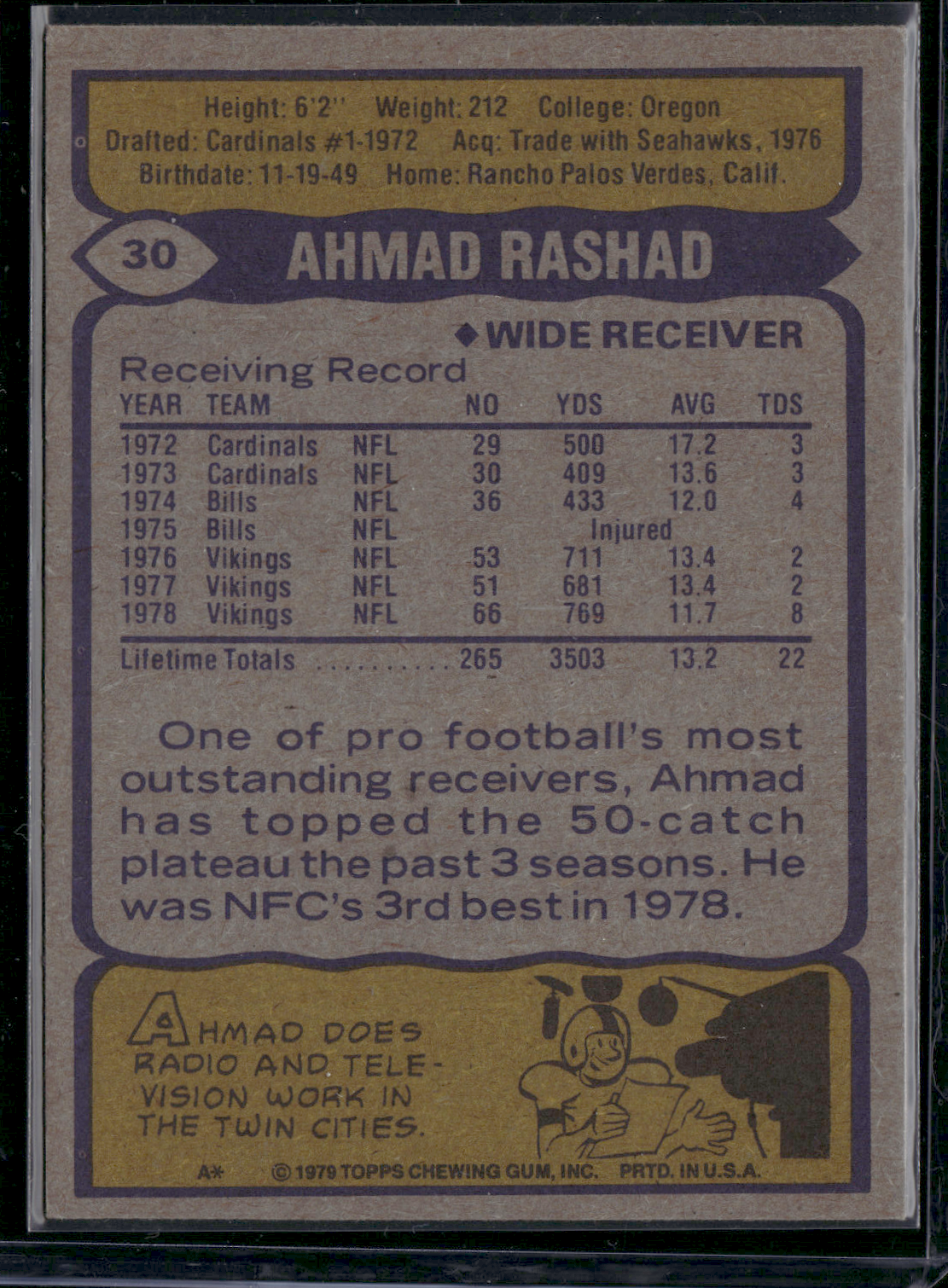 1979 Topps AHMAD RASHAD #30 (VG)