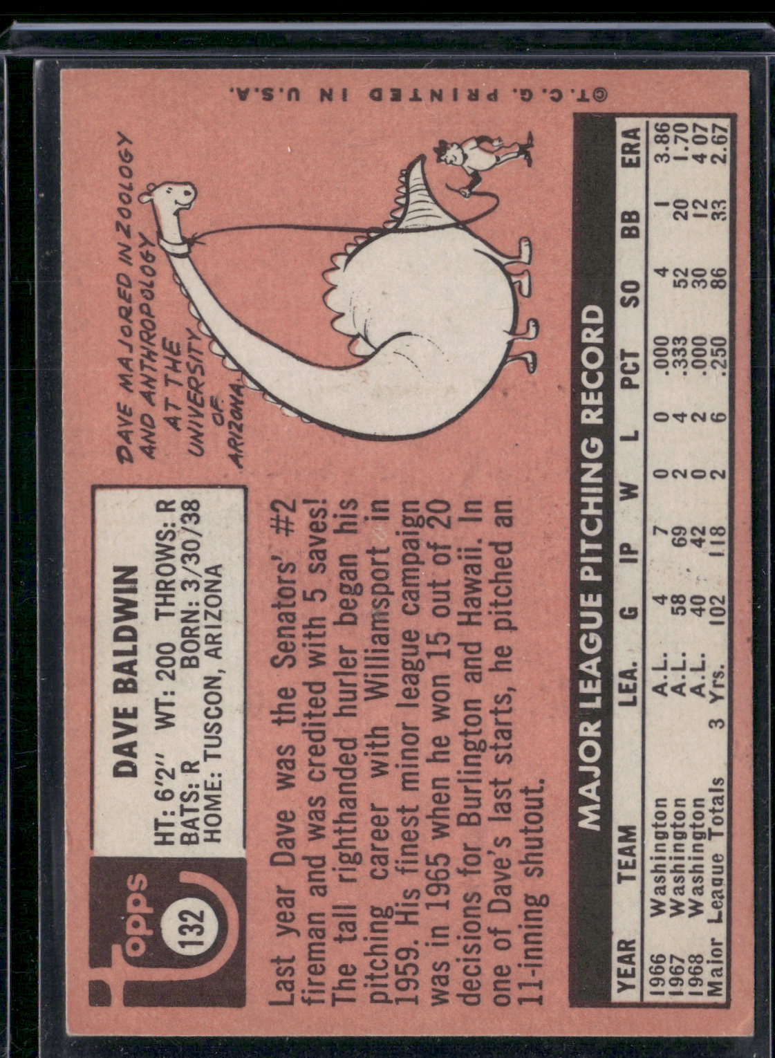 1969 Topps DAVE BALDWIN #132 (VG)