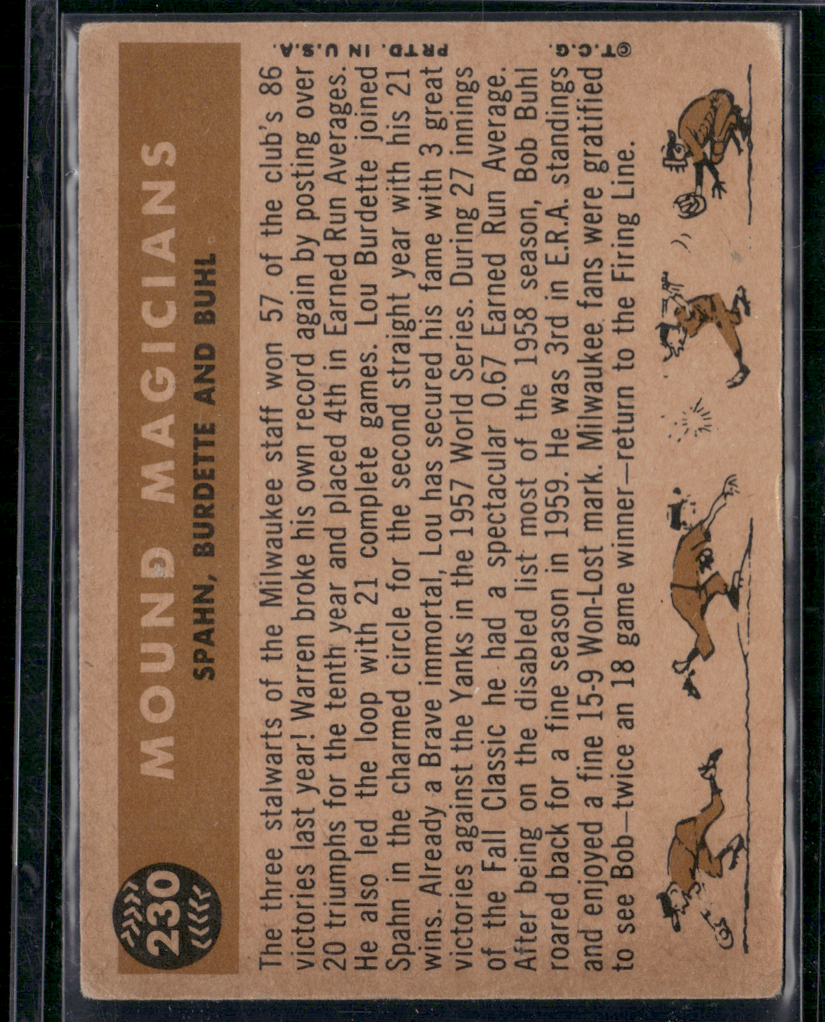 1960 Topps LOU BURDETTE/ WARREN SPAHN/ BOB BUHL #230 Mound Magicians