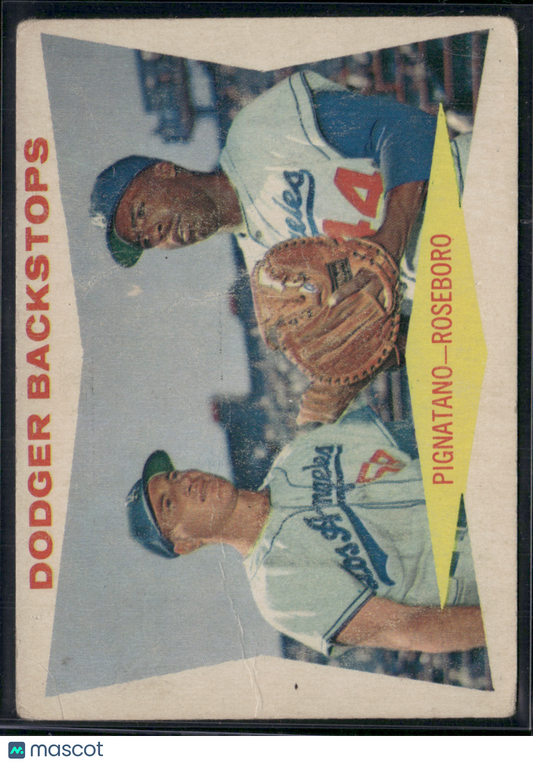 1960 Topps JOHN ROSEBORO/JOE PIGNATANO #292 Dodger Backstops Light Wrinkles (VG)