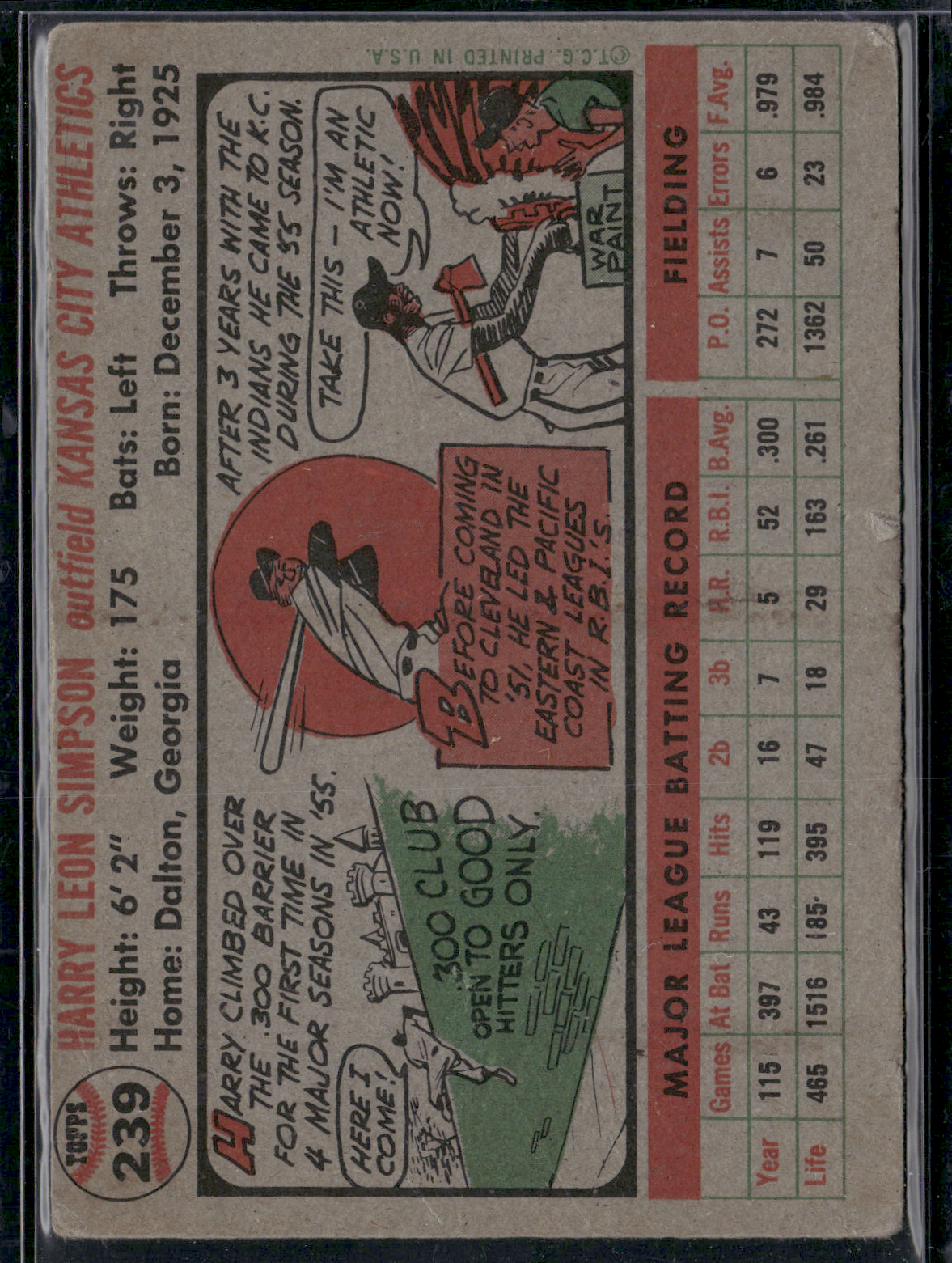 1956 Topps HARRY SIMPSON #239