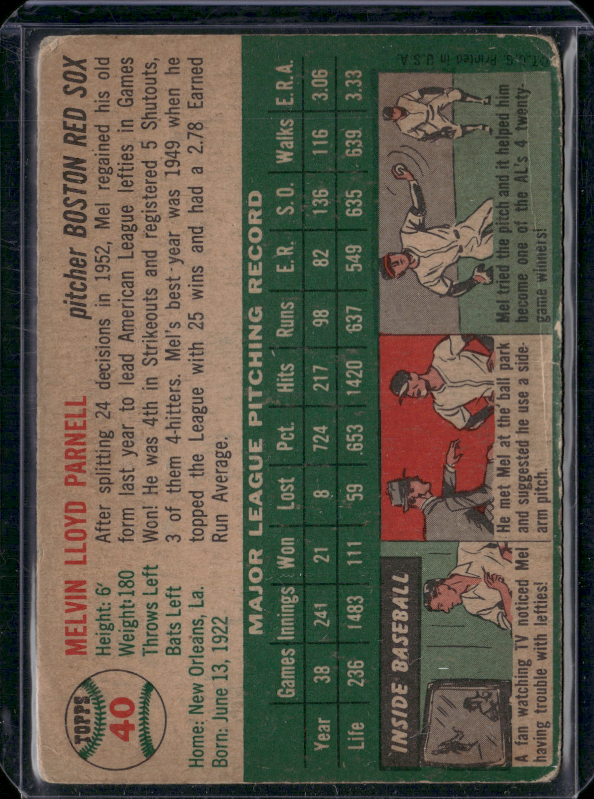 1954 Topps MEL PARNELL #40