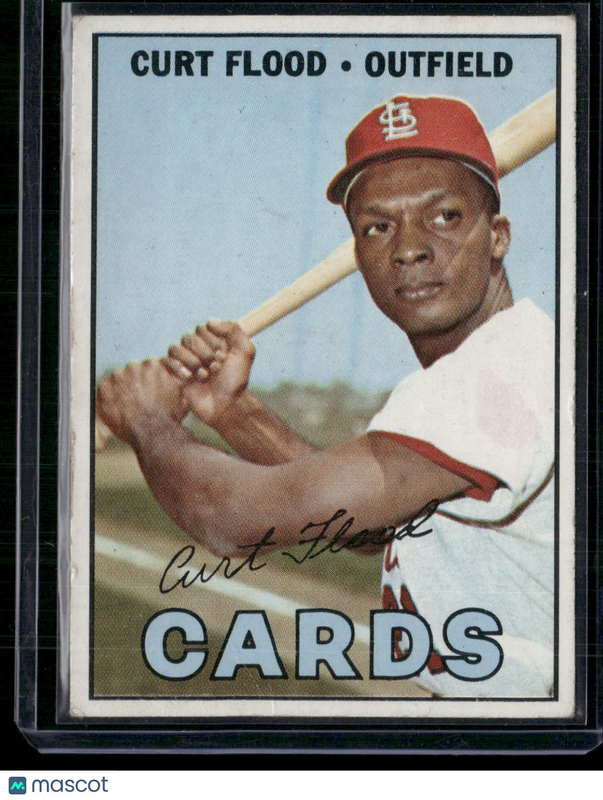 1967 Topps CURT FLOOD #245 Paper Transfer from Glue Light Wrinkles (Good)