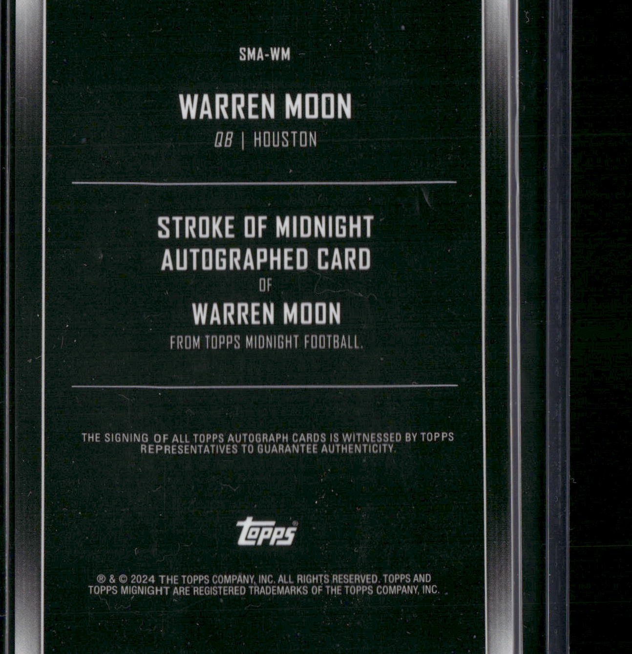 2024 Topps Midnight WARREN MOON #SMA-WM Stroke of Midnight Auto