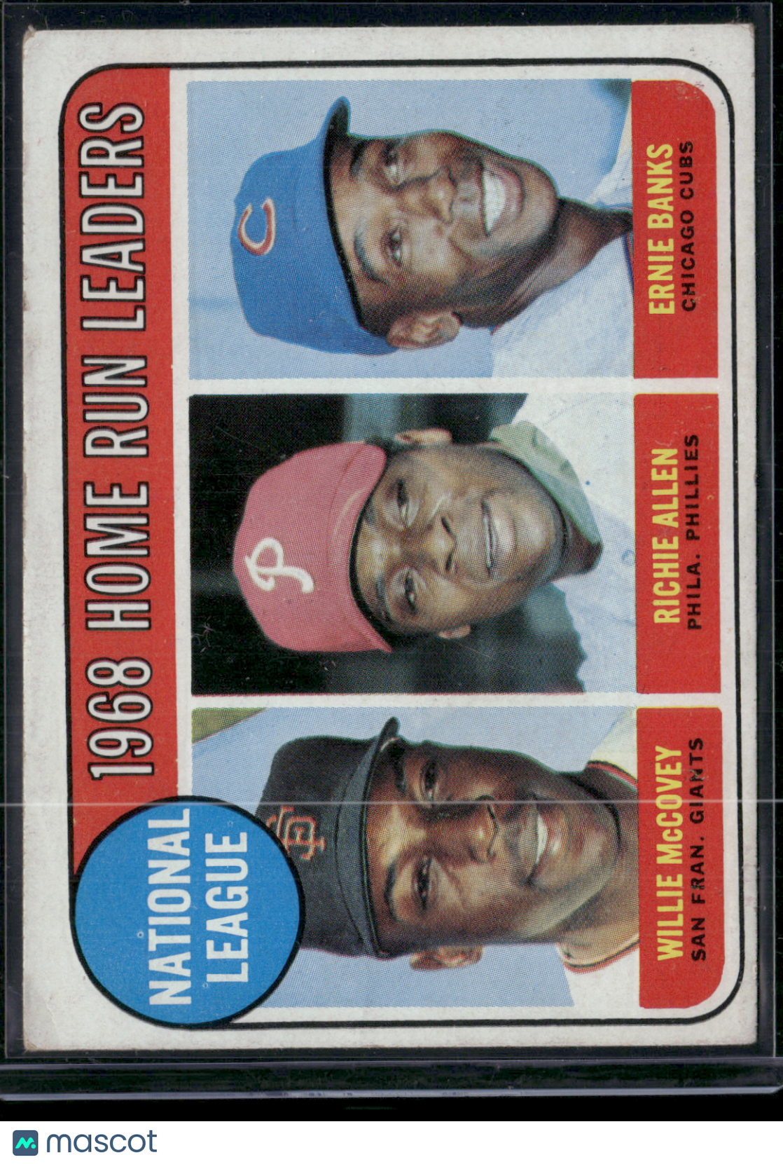1969 Topps ERNIE BANKS/WILLIE MCCOVEY/RICHIE ALLEN #6 Pressure Dent Wrinkle (VG)