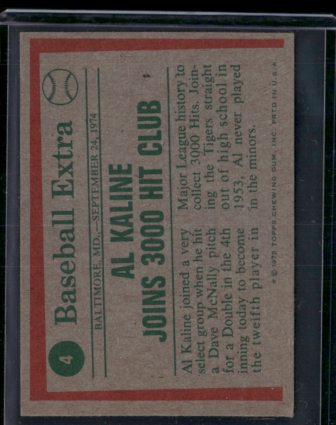 1975 Mini AL KALINE #4 (VG)