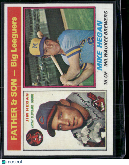 1976 Topps JIM HEGAN/MIKE HEGAN #69 Father & Son -Big Leaguers (EX/MT)