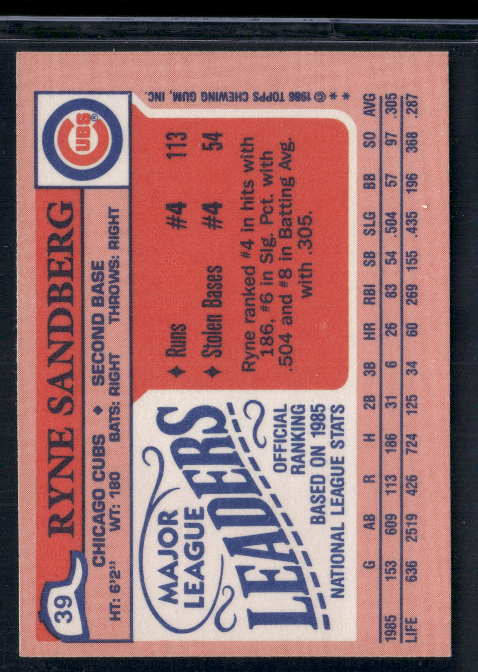 1986 Mini RYNE SANDBERG #39 (NM)
