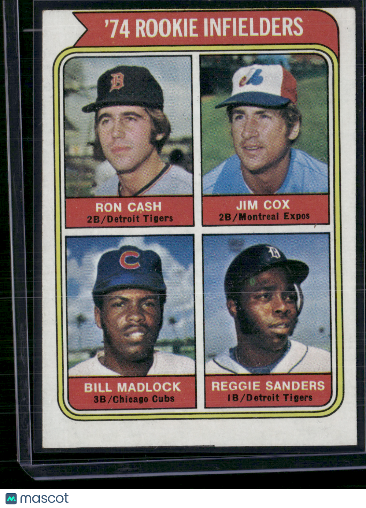 1974 Topps RON CASH/COX/MADLOCK/SANDERS #600 1974 Rookie Infielders (EX-EX/MT)