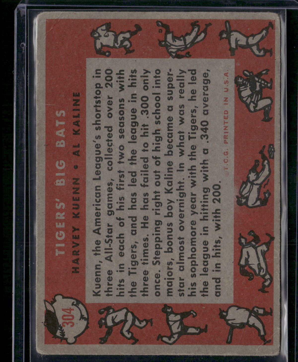 1958 Topps AL KALINE/HARVEY KUENN #304 Tigers Big Bats Wrinkles Crease (Good)
