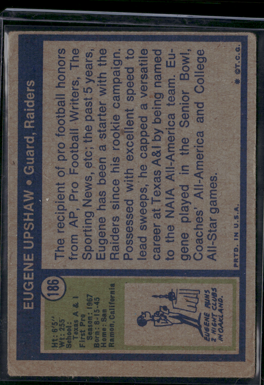 1972 Topps EUGENE UPSHAW #186 Wrinkles (Good)