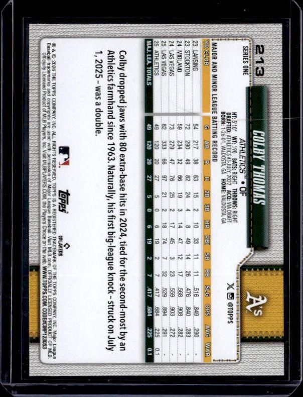 2026 Topps Series 1 COLBY THOMAS #213 Rookie RC