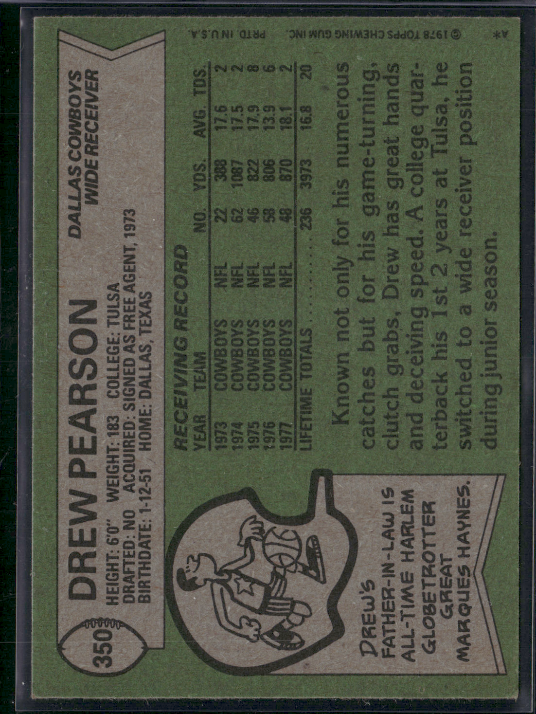 1978 Topps DREW PEARSON #350 (EX/MT)