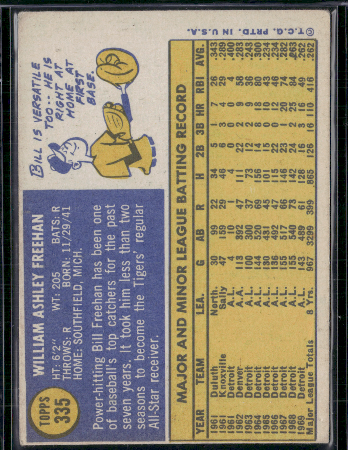 1970 Topps BILL FREEHAN #335