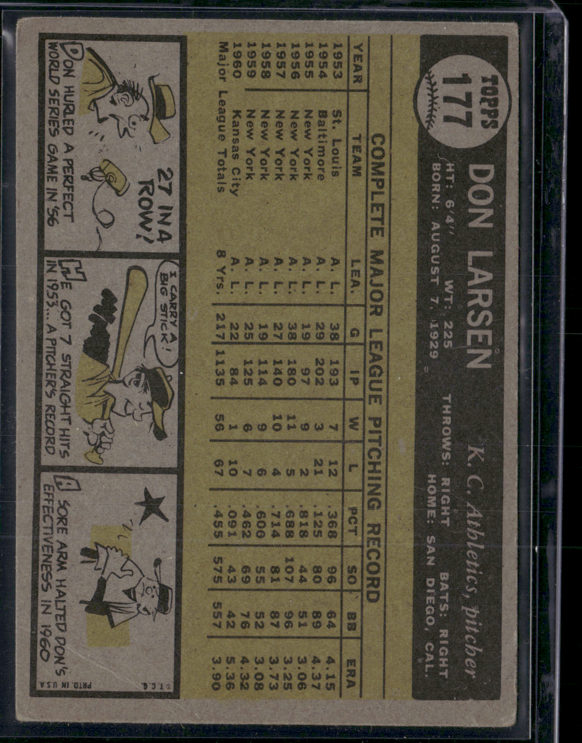 1961 Topps DON LARSEN #117 Light Wrinkles (VG)