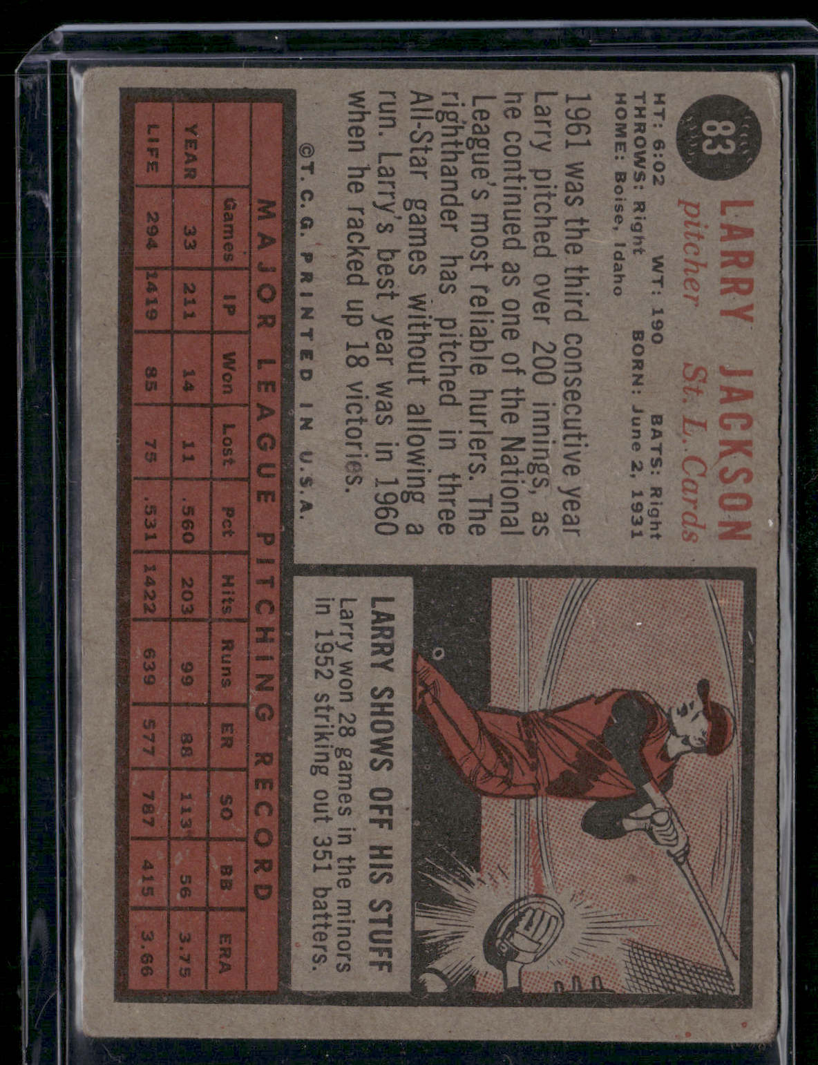 1962 Topps LARRY JACKSON #83