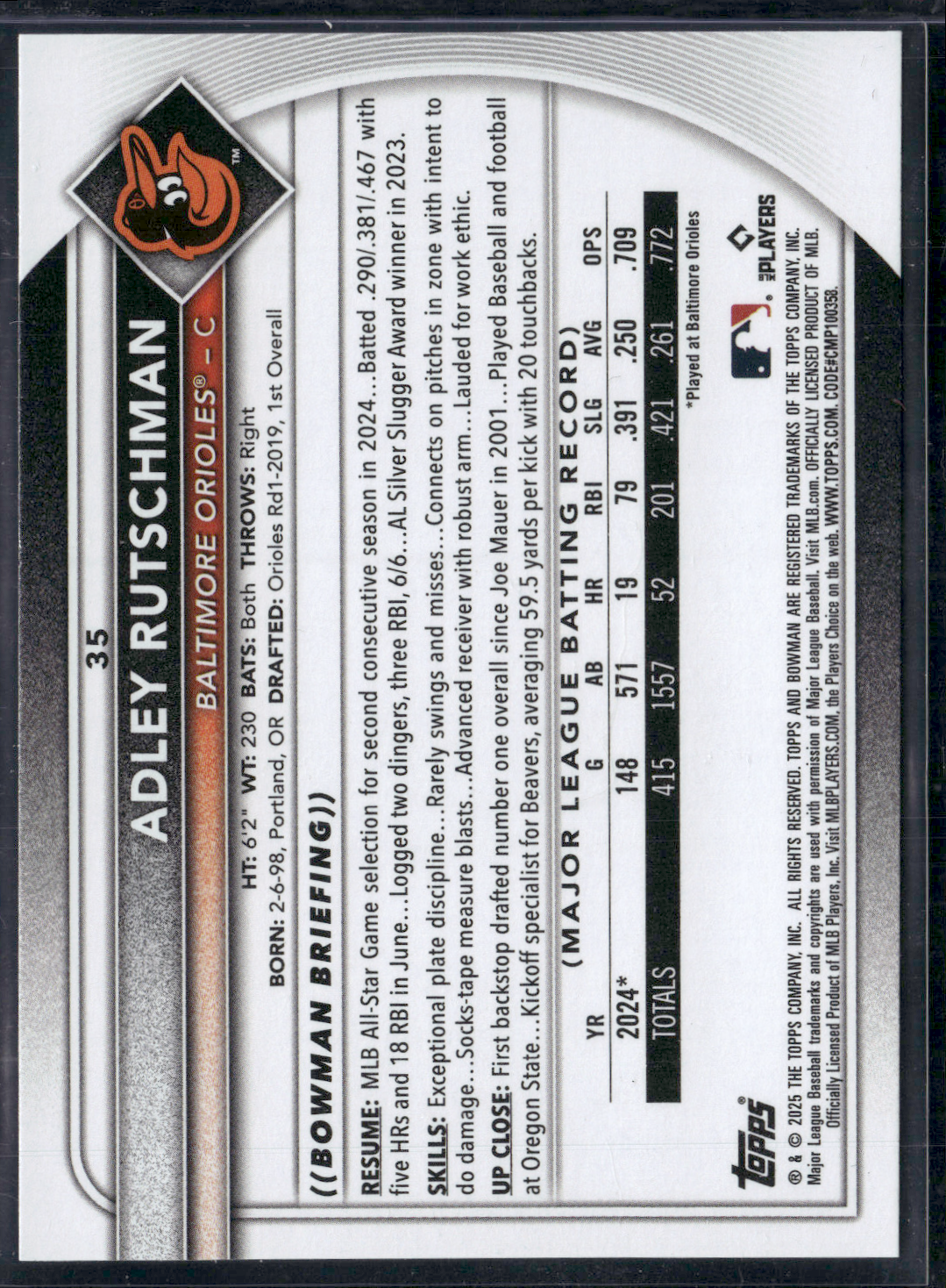 2025 Bowman ADLEY RUTSCHMAN #35
